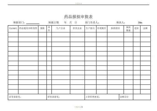 药品报损审批表+销毁表