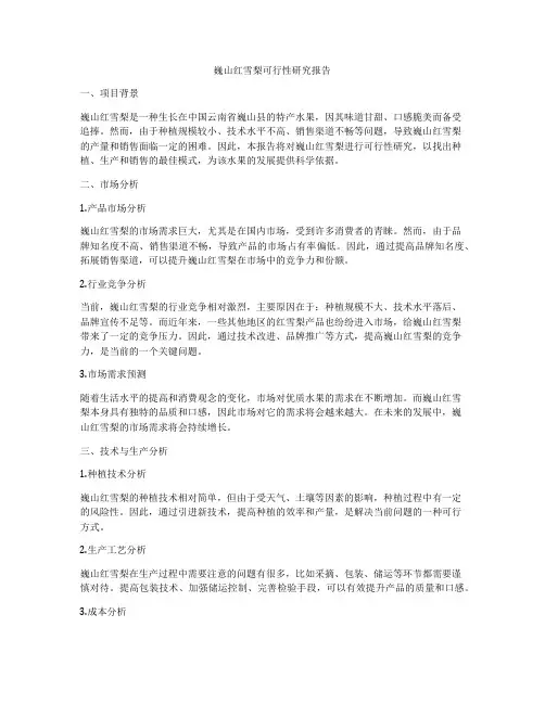 巍山红雪梨可行性研究报告
