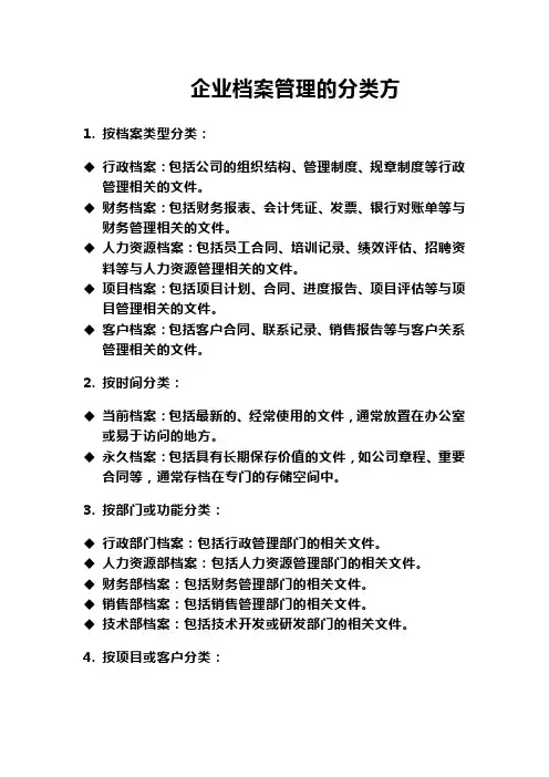企业档案管理的分类方案