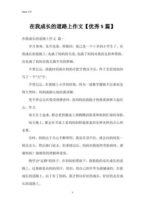 在我成长的道路上作文【5篇】