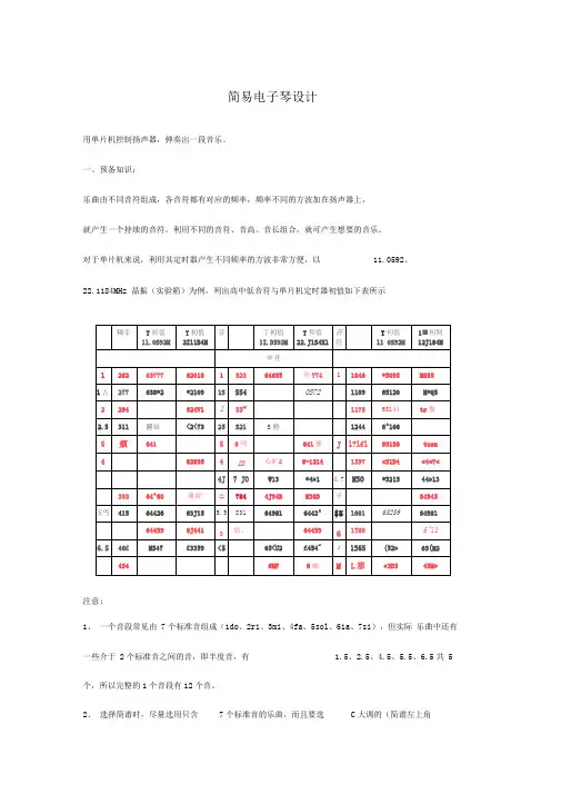 简易电子琴设计(单片机课程设计)