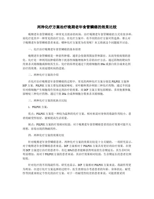 两种化疗方案治疗晚期老年食管鳞癌的效果比较