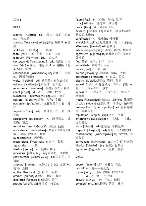 人教版高中英语-选修6-单词(带音标)
