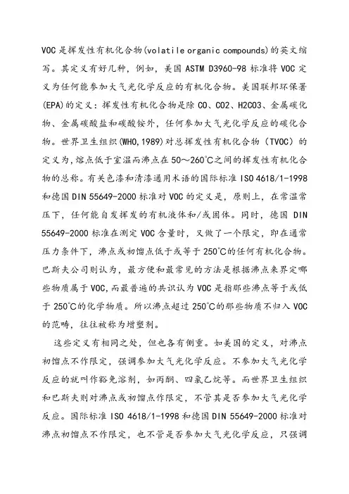 VOC、非甲烷总烃问题及资料