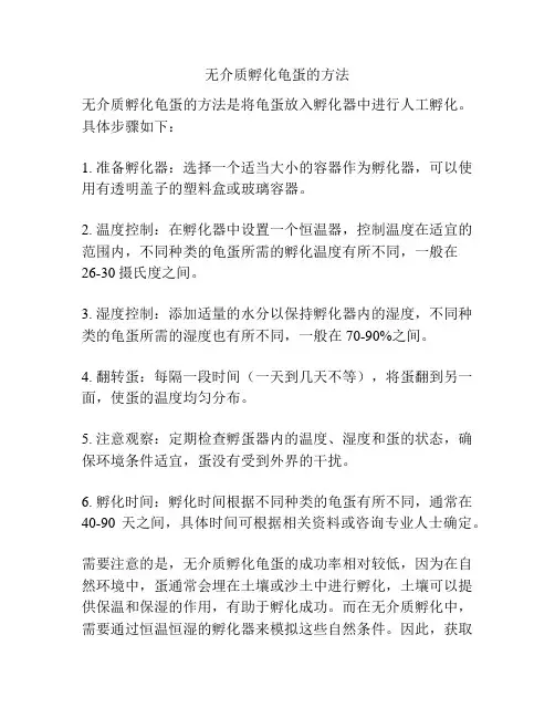 无介质孵化龟蛋的方法