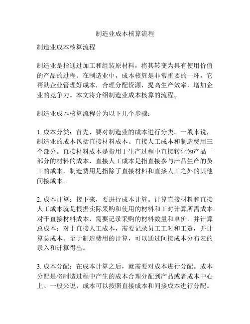 制造业成本核算流程