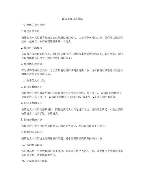 比大小知识点总结