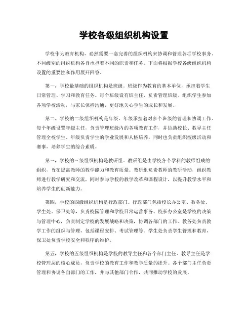 学校各级组织机构设置