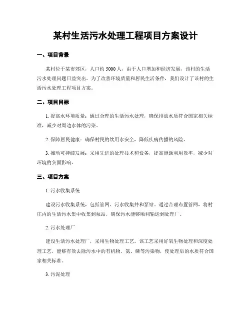 某村生活污水处理工程项目方案设计
