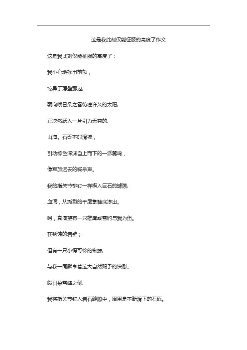 这是我此刻仅能征服的高度了作文