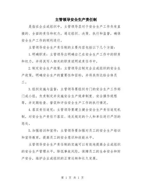 主管领导安全生产责任制