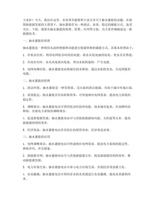抽水蓄能演讲稿范文高中生