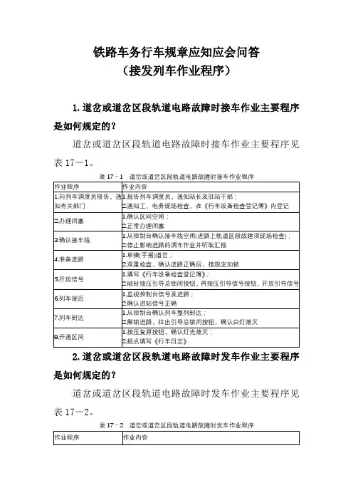 铁路车务行车规章应知应会问答(接发列车作业程序)