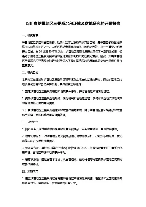 四川省炉霍地区三叠系沉积环境及盆地研究的开题报告