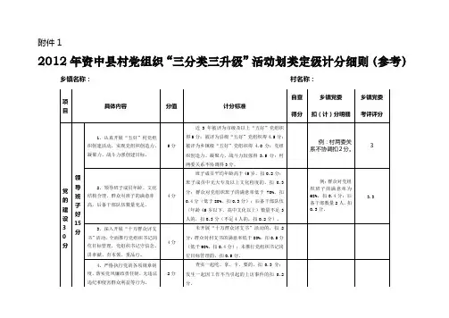 村党组织“三分类三升级”活动划类定级计分细则
