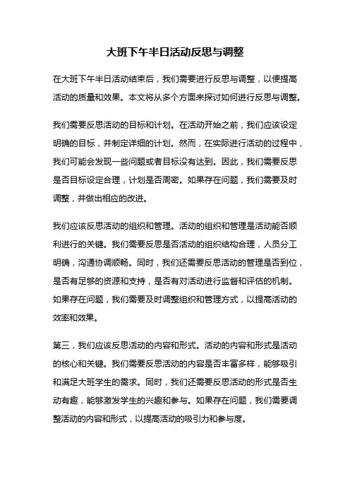 大班下午半日活动反思与调整