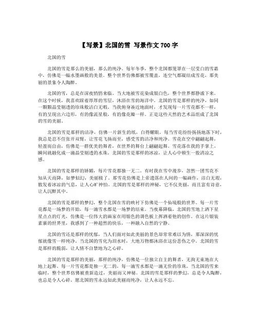 【写景】北国的雪 写景作文700字