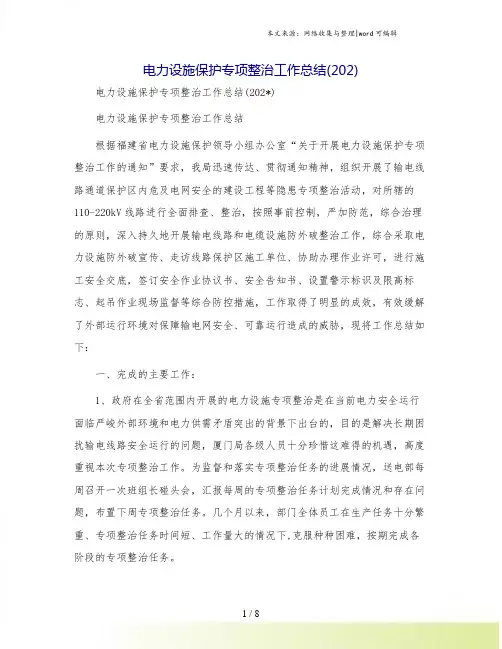 电力设施保护专项整治工作总结()