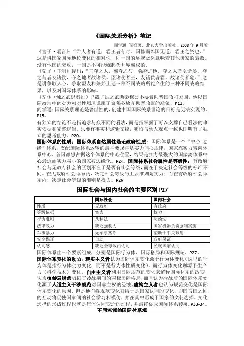 国际关系分析笔记