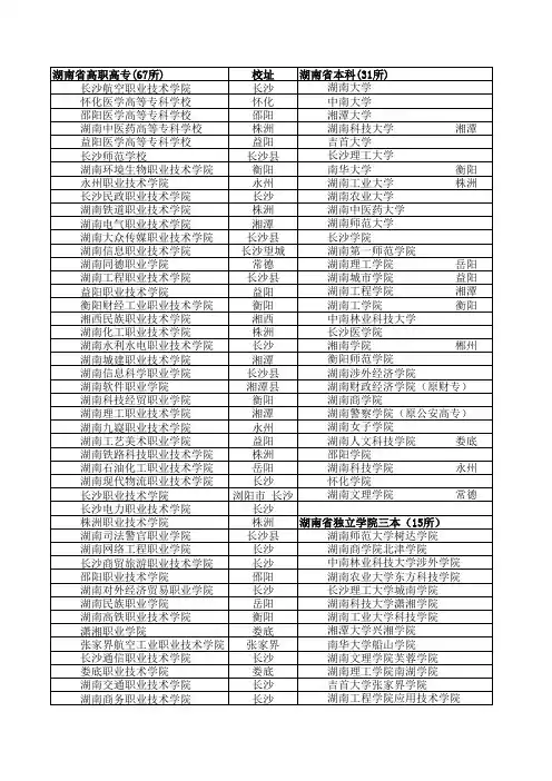 湖南省高校名单