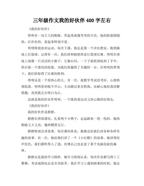 三年级作文我的好伙伴400字左右