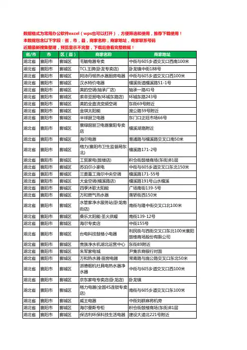 2020新版湖北省襄阳市襄城区家用电器工商企业公司商家名录名单联系电话号码地址大全101家