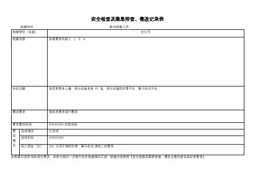 安全检查及隐患排查、整改记录表