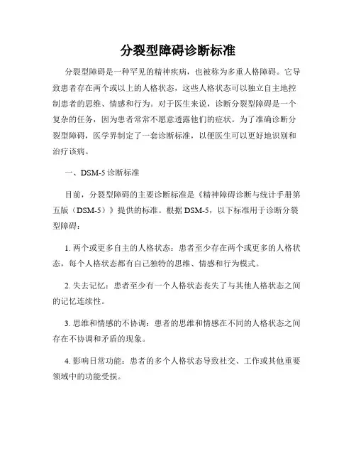 分裂型障碍诊断标准