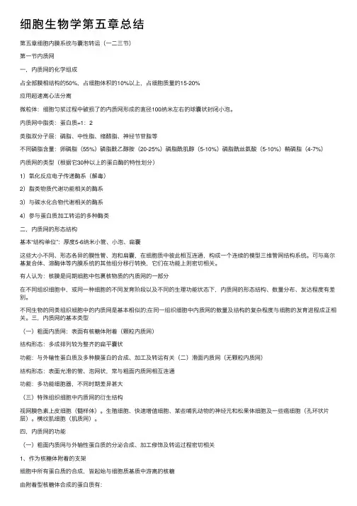 细胞生物学第五章总结