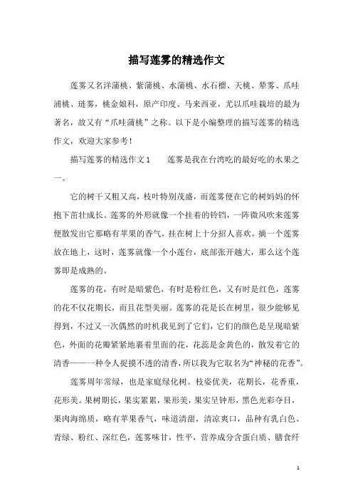 描写莲雾的精选作文