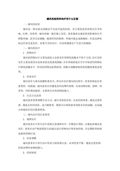 痛风的症状和治疗有什么区别