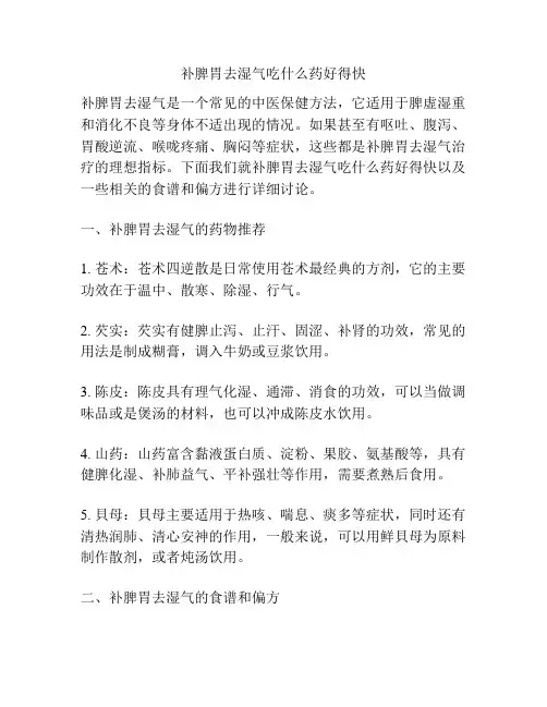 补脾胃去湿气吃什么药好得快