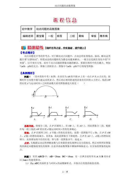 动点问题的函数图象