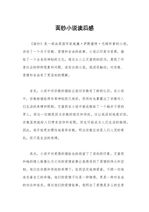 面纱小说读后感