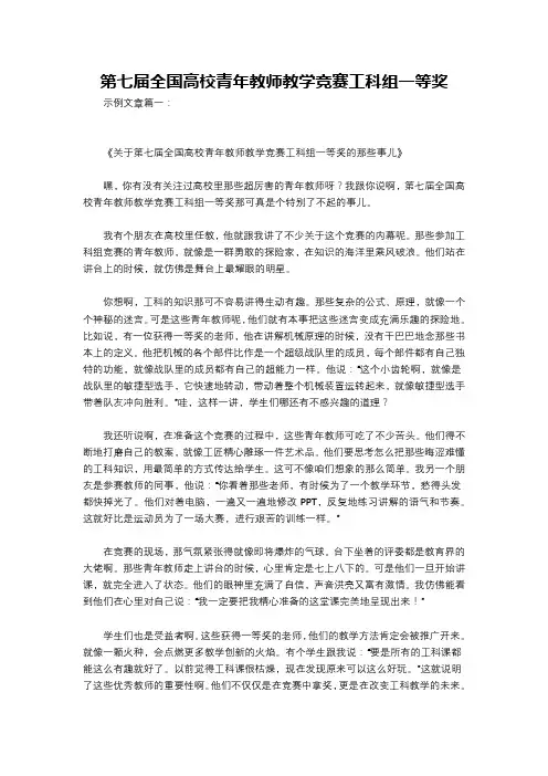 第七届全国高校青年教师教学竞赛工科组一等奖