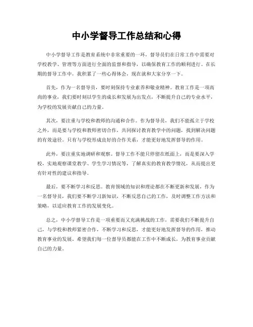 中小学督导工作总结和心得