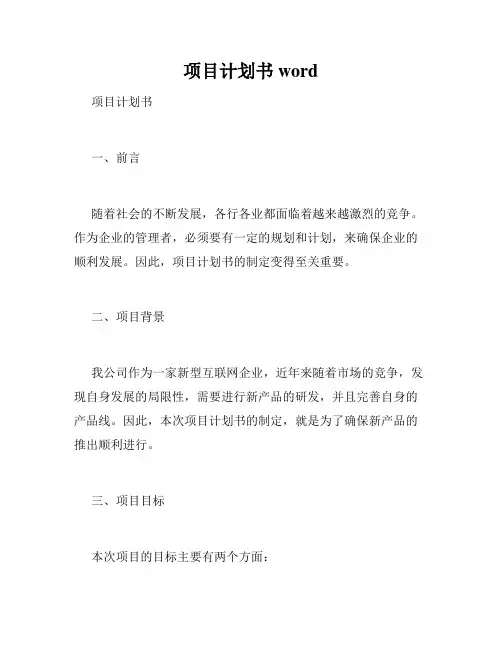 项目计划书word