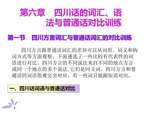 普通话水平测试与培训教程第六章 四川话的词汇、语法与普通话对比训练