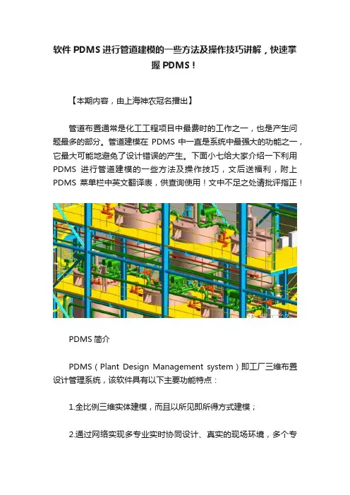 软件PDMS进行管道建模的一些方法及操作技巧讲解，快速掌握PDMS！