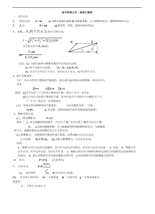 高中物理公式大全