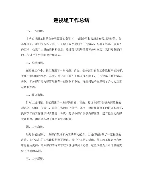 巡视组工作总结