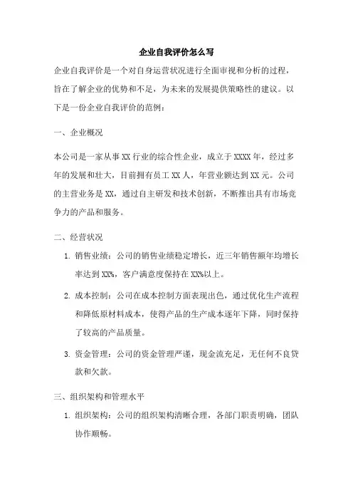企业自我评价怎么写