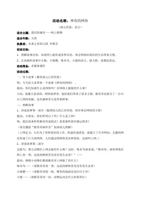 神奇的网络(田秋芸)大班