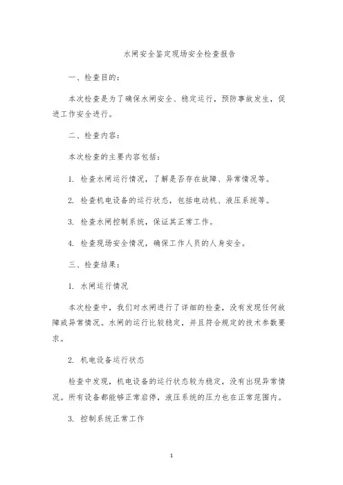水闸安全鉴定现场安全检查报告