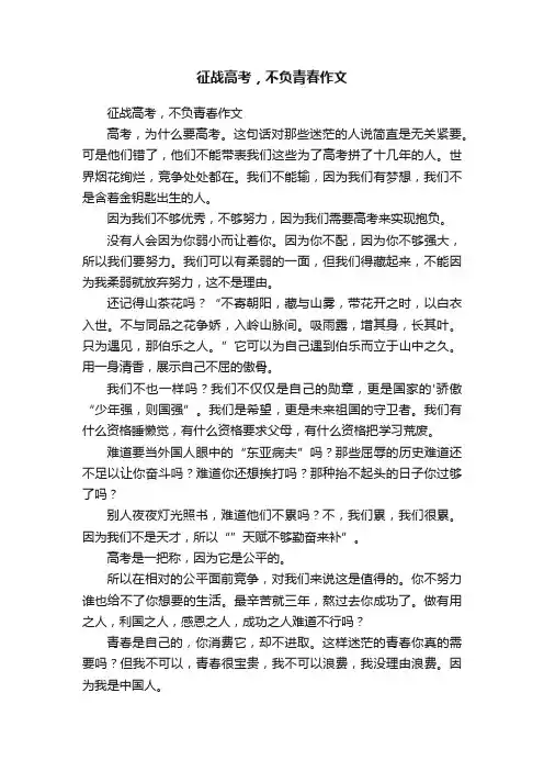 征战高考，不负青春作文