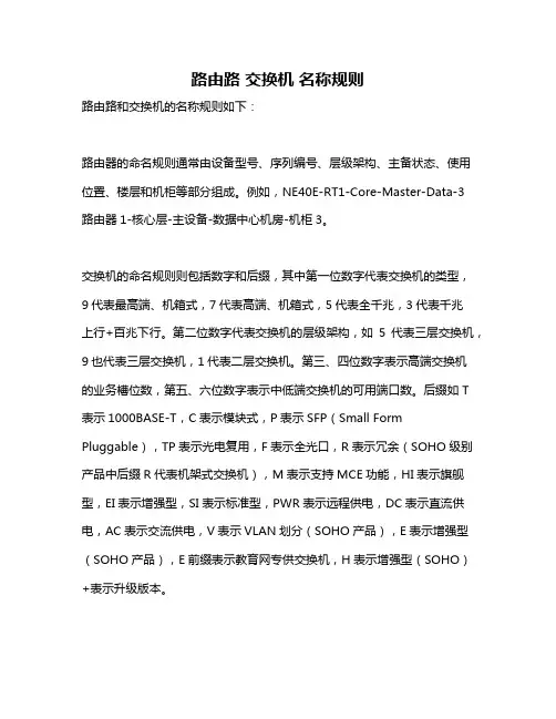 路由路 交换机 名称规则