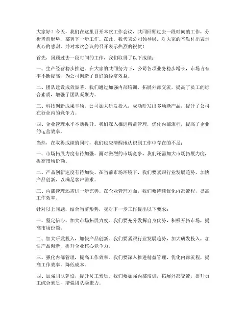 工作会议领导总结发言稿