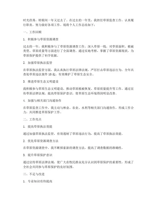 草原监查个人工作总结