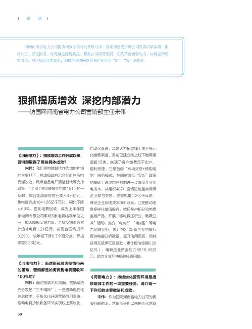 狠抓提质增效 深挖内部潜力——访国网河南省电力公司营销部主任宋伟