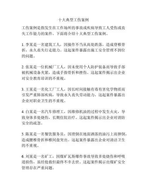 十大典型工伤案例